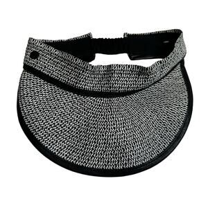 Vince Camuto Womens Sun Visor Hat Black White Woven Wide Brim One Size NEW Beach